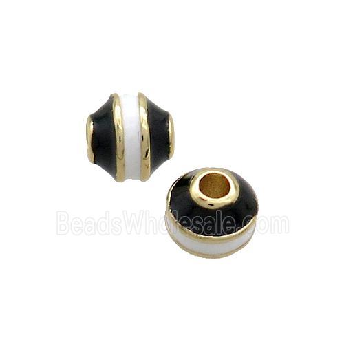 Copper Bicone Beads Black White Enamel Gold Plated