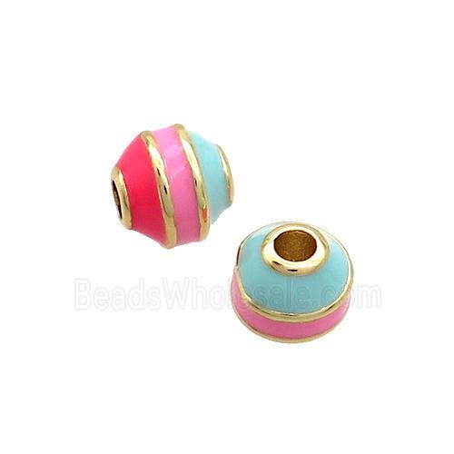 Copper Bicone Beads Enamel Multicolor Gold Plated