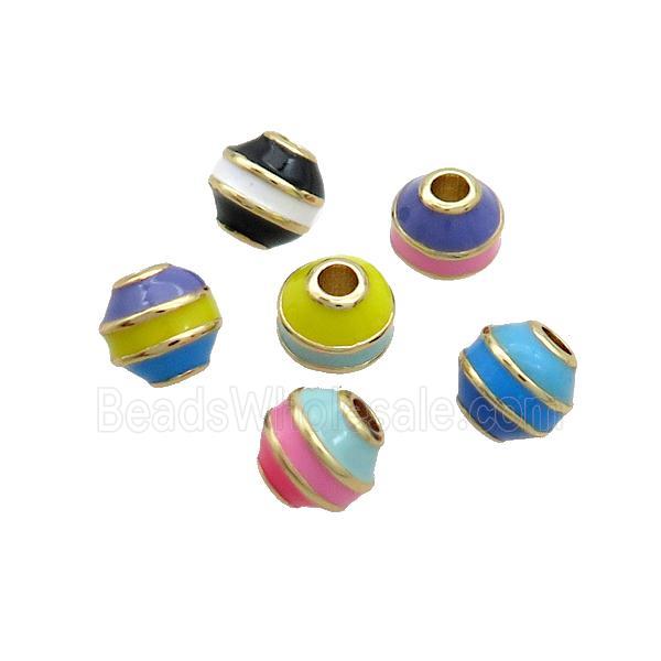 Copper Bicone Beads Enamel Multicolor Gold Plated Mixed