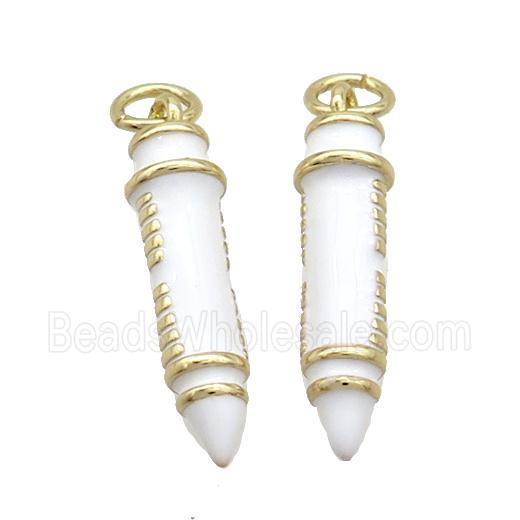 Copper Bullet Pendant White Enamel Gold Plated