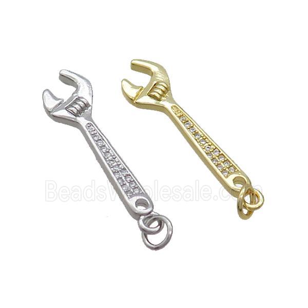 Copper Wrench Charm Pendant Pave Zircon Tools Mixed