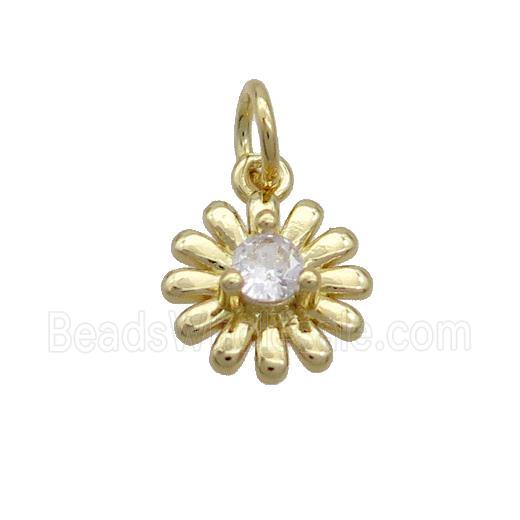 Copper Sunflower Pendant Pave Zircon Gold Plated