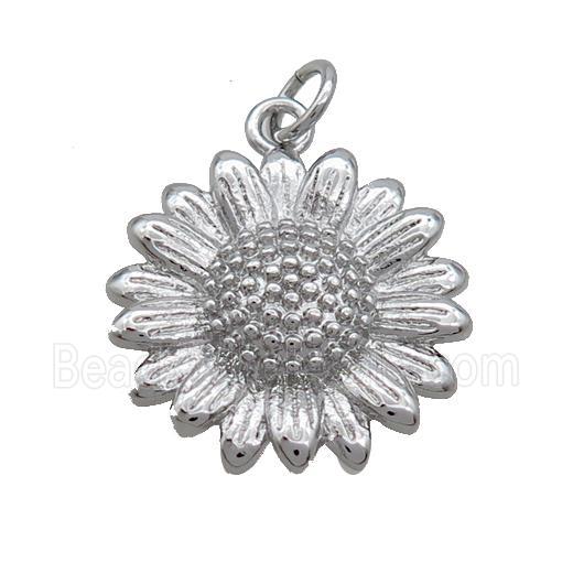 Copper Sunflower Pendant Platinum Plated