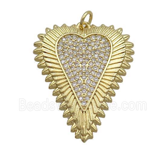Copper Heart Pendant Pave Zircon Gold Plated