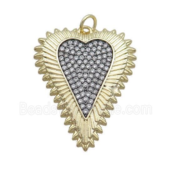 Copper Heart Pendant Pave Zircon Gold Plated