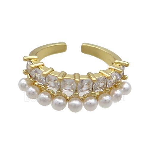 Copper Ring Pave Pearlized Plastic Gold Plated