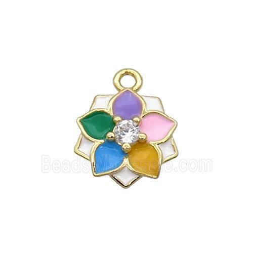 Copper Flower Pendant Multicolor Enamel Gold Plated