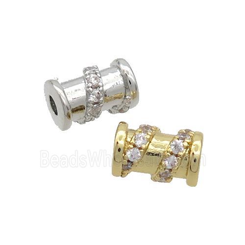 Copper Tube Beads Pave Zircon Mixed