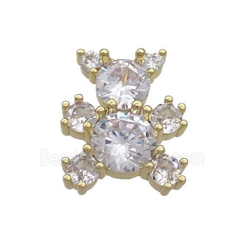 Copper Bear Pendant Pave Zircon Gold Plated