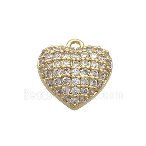Copper Heart Pendant Pave Zircon Gold Plated
