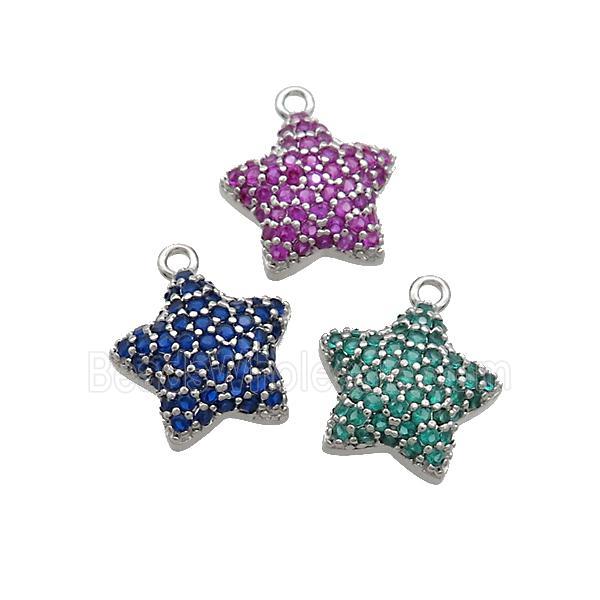 Copper Star Pendant Pave Zircon Platinum Plated Mixed