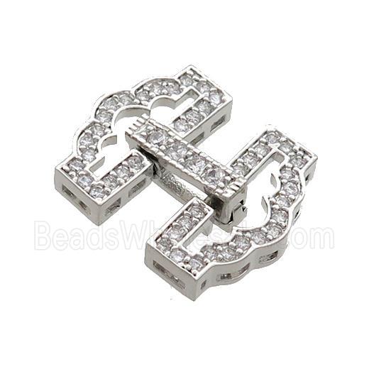 Copper Clasp Pave Zircon Platinum Plated