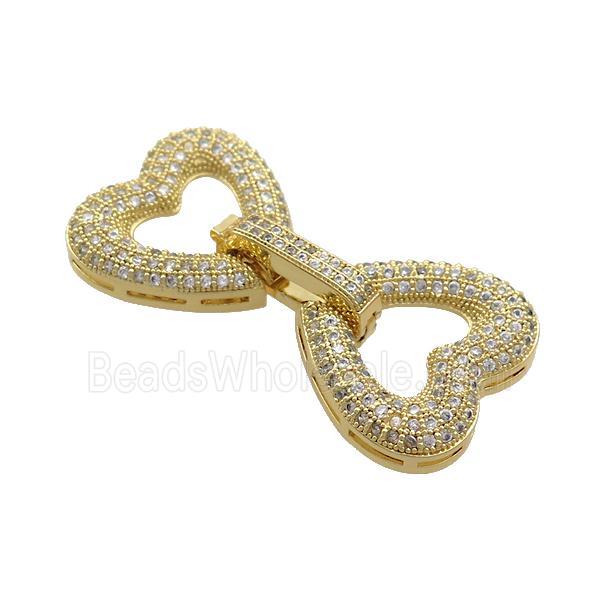 Copper Clasp Pave Zircon Gold Plated Heart