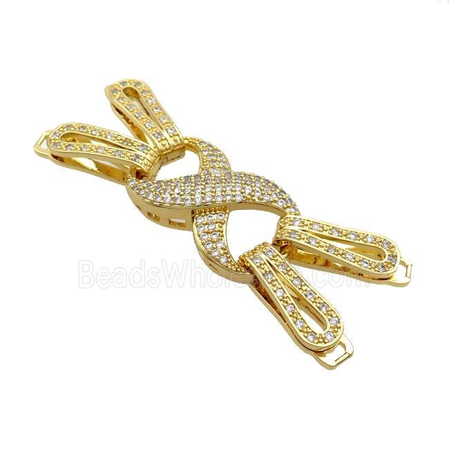 Copper Clasp Pave Zircon Gold Plated Infinity