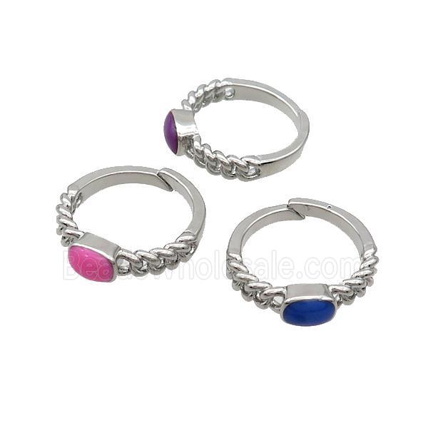 Copper Rings Enamel Adjustable Platinum Plated Mixed