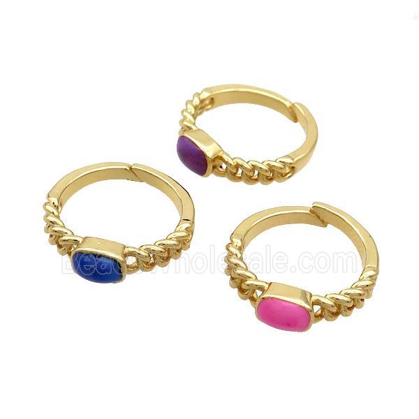 Copper Rings Enamel Adjustable Gold Plated Mixed