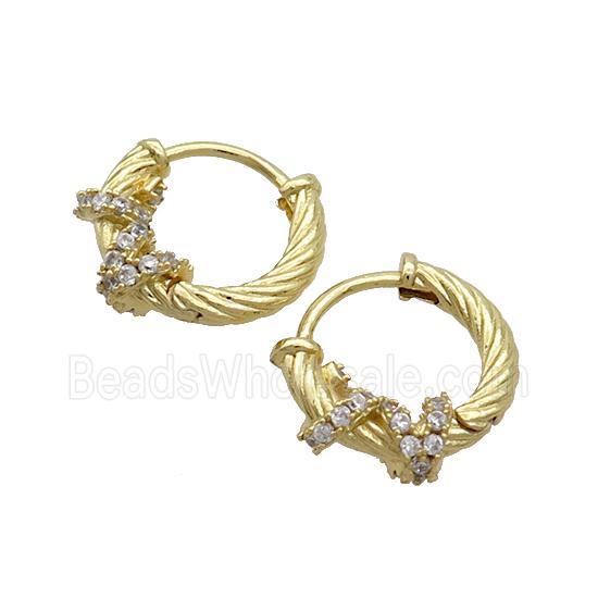 Copper Hoop Earrings Pave Zircon Gold Plated