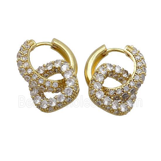 Copper Hoop Earrings Pave Zircon Gold Plated