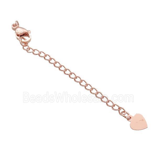 Copper Necklace Extender Chain Heart Rose Gold