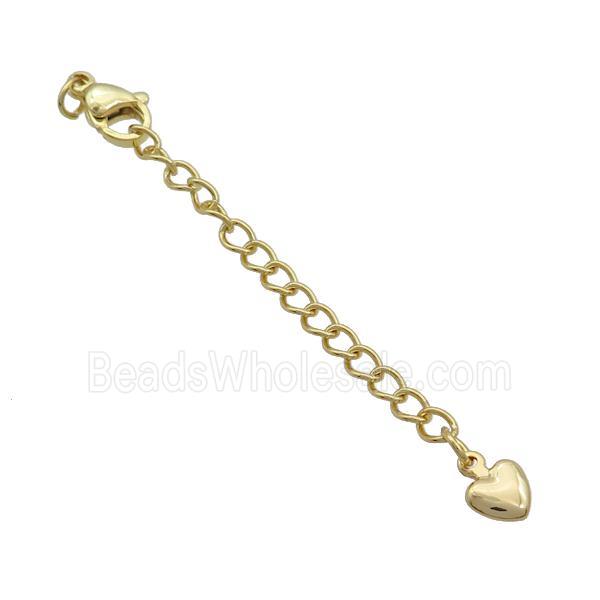 Copper Necklace Extender Chain Heart Gold Plated