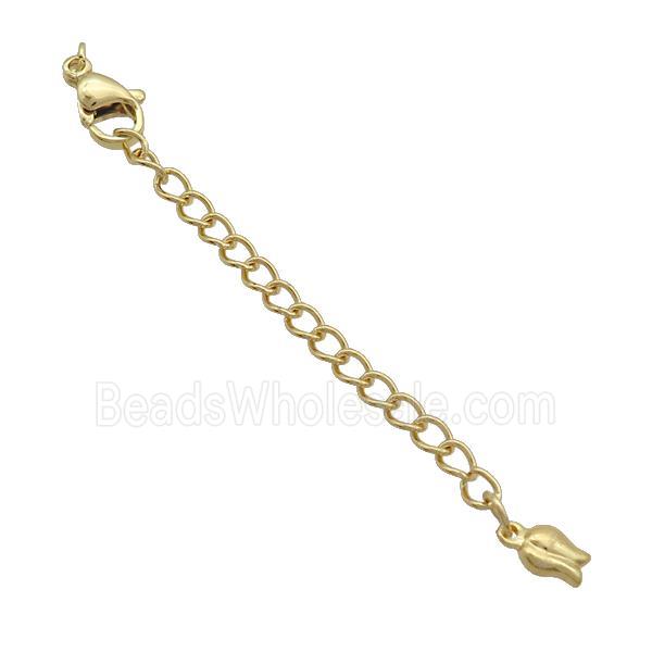 Copper Necklace Extender Chain Tulip Gold Plated