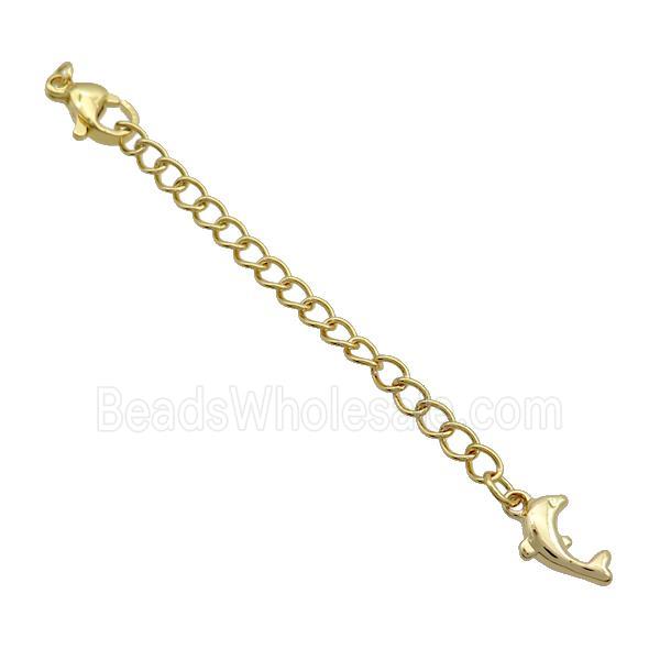 Copper Necklace Extender Chain Dolphin Gold Plated