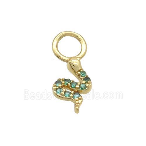 Copper Snake Pendant Charms Pave Zircon Gold Plated