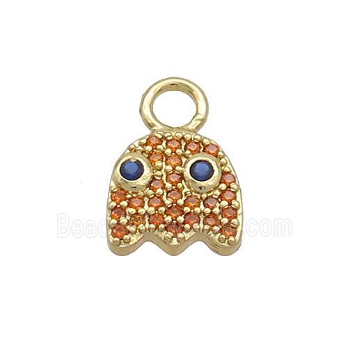 Halloween Ghost Charms Copper Pendant Pave Zircon Gold Plated