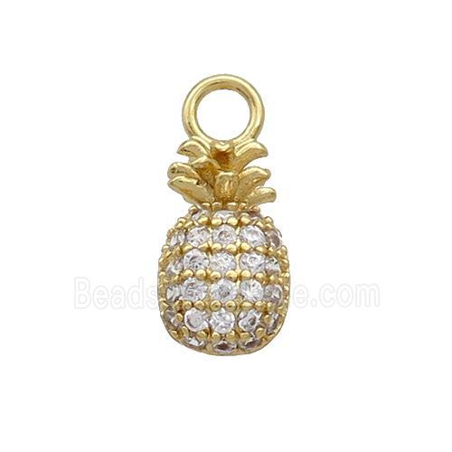Copper Pineapple Pendant Pave Zirconia Gold Plated