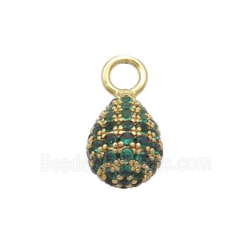 Copper Teardrop Pendant Pave Green Zircon Gold Plated