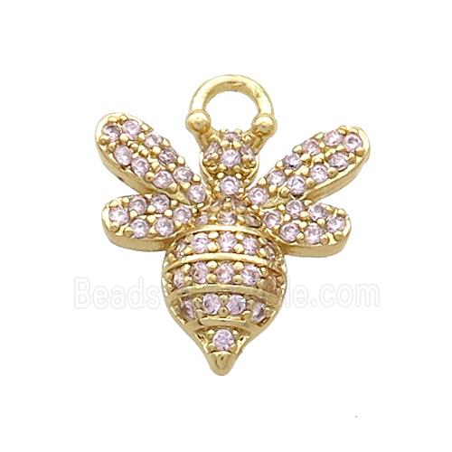 Copper Honeybee Pendant Pave Zircon Gold Plated