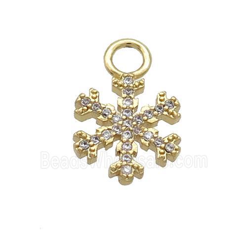 Copper Snowflake Pendant Pave Zircon Christmas Gold Plated
