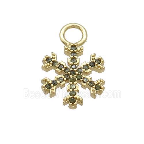 Copper Snowflake Pendant Pave Zircon Christmas Gold Plated