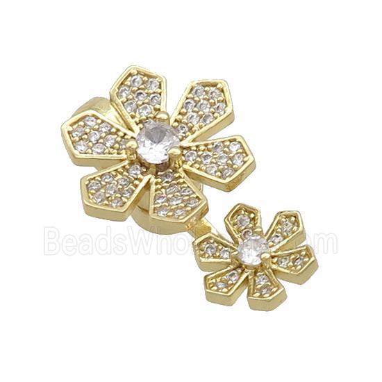Copper Magnetic Clasp Pave Zircon Flower Gold Plated