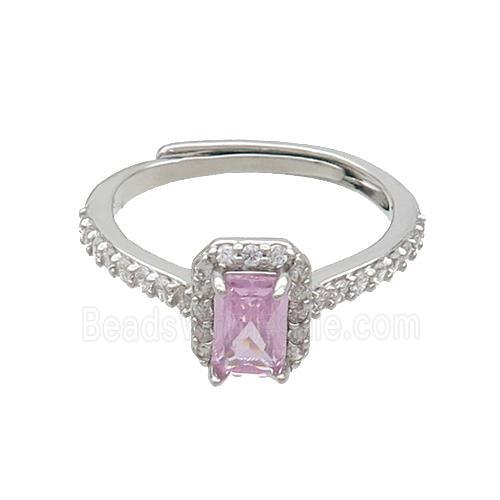 Copper Rings Pave Zircon Adjustable Platinum Plated
