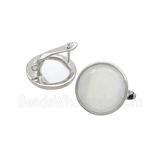 Copper Latchback Earrings Pave Shell Platinum Plated