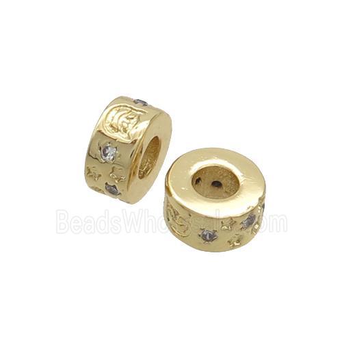 Copper Rondelle Spacer Beads Pave Zircon Gold Plated