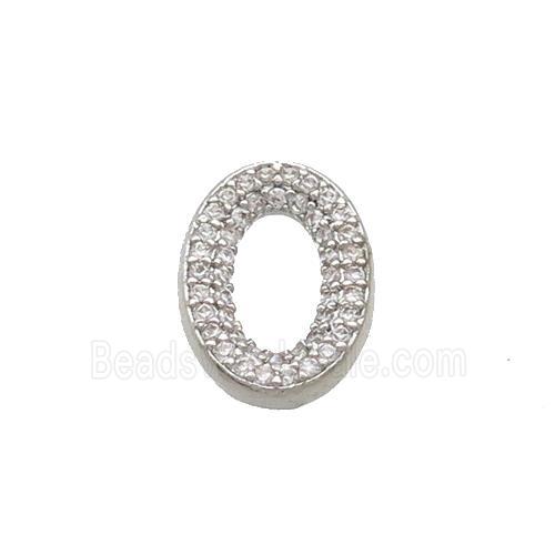 Copper Oval Connector Pave Zircon Platinum Plated