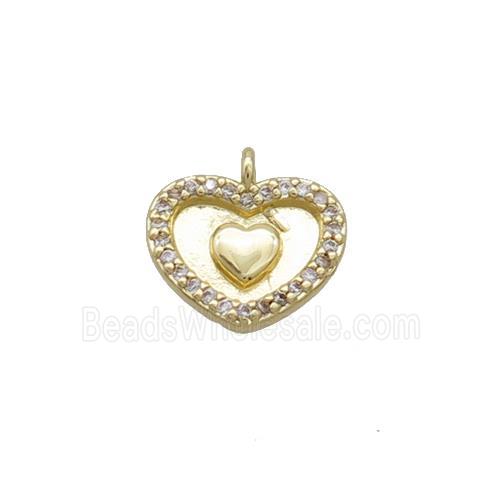 Copper Heart Pendant Pave Zircon Gold Plated
