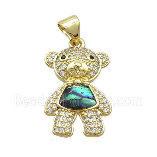 Copper Bear Pendant Pave Zircon Gold Plated