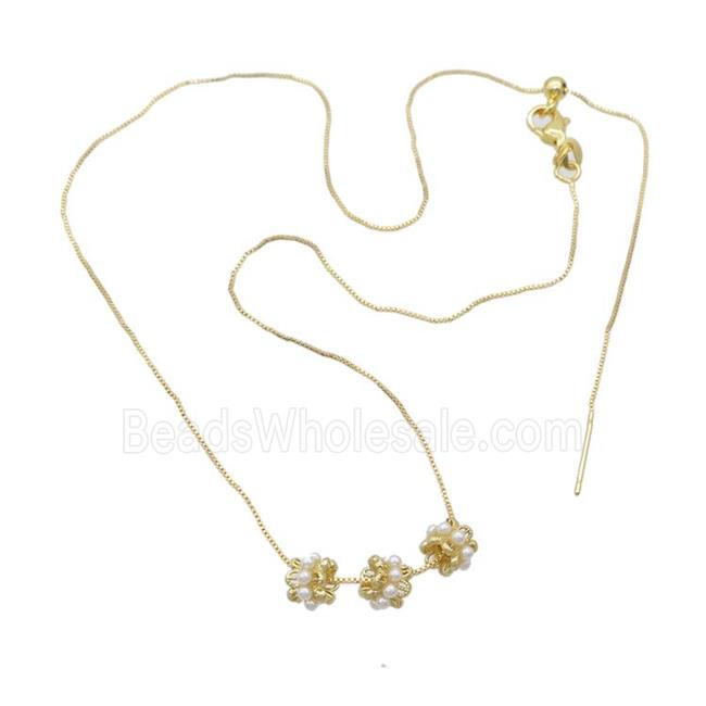 Copper Necklace Pave Pearlized Resin Gold Plated