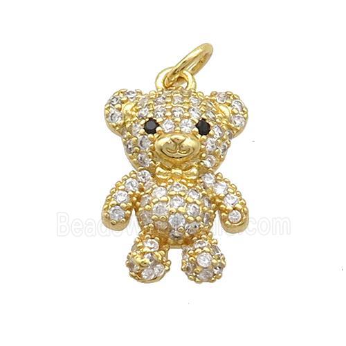 Copper Bear Pendant Pave Zircon Gold Plated