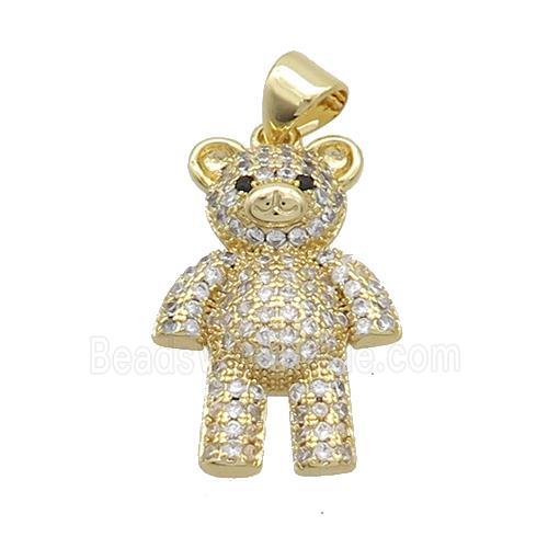 Copper Bear Pendant Pave Zircon Gold Plated
