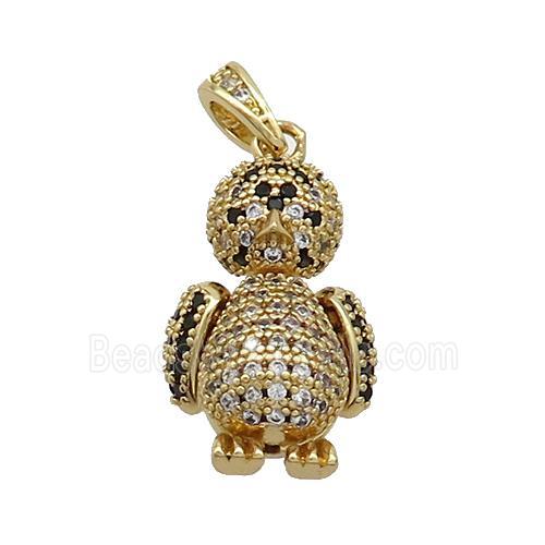Copper Duck Pendant Pave Zircon Gold Plated