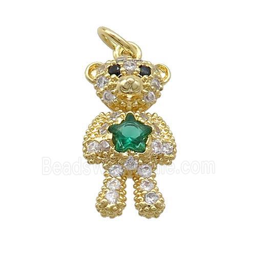 Copper Bear Pendant Pave Zircon Gold Plated