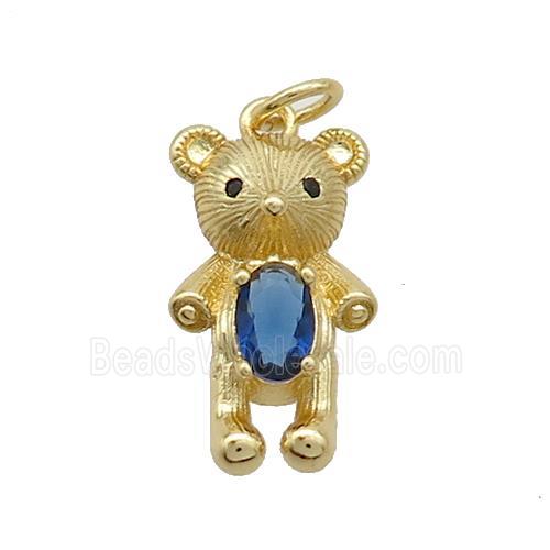 Copper Rat Charms Pendant Pave Zircon Gold Plated