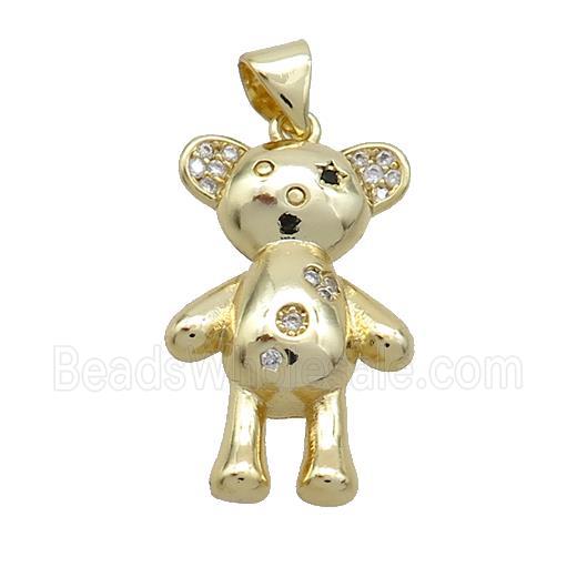 Copper Bear Pendant Pave Zircon Gold Plated