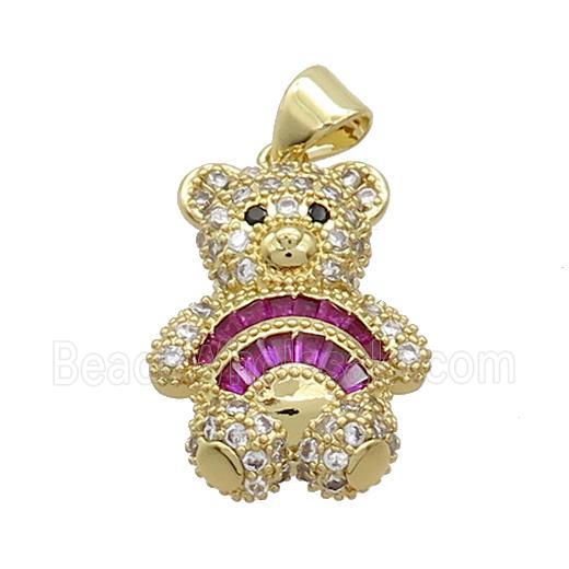 Copper Bear Pendant Pave Zircon Gold Plated