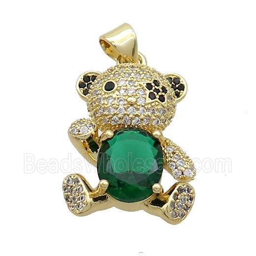 Copper Bear Pendant Pave Zircon Gold Plated