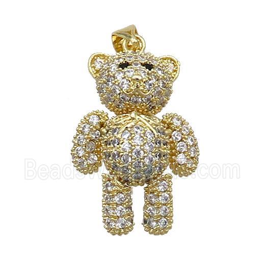 Copper Bear Pendant Pave Zircon Gold Plated